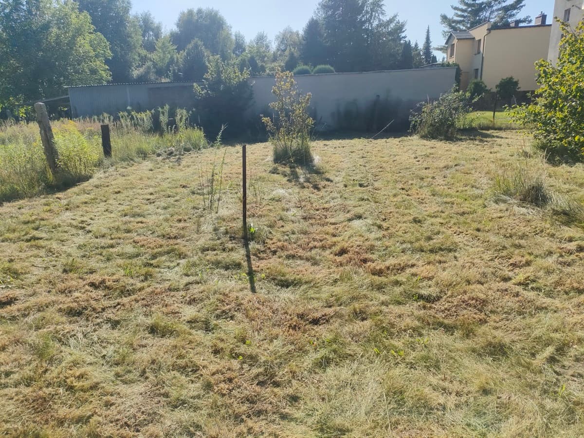 Działka w trakcie porządkowania traktorkiem